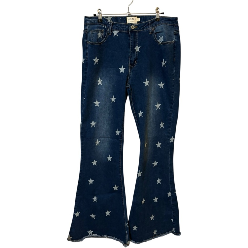Umgee‎ Star Bell Bottom Flare Jeans Patriotic - Size 15 High Rise